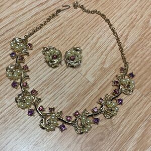 Elegant Gold and Purple Floral Jewelry Set